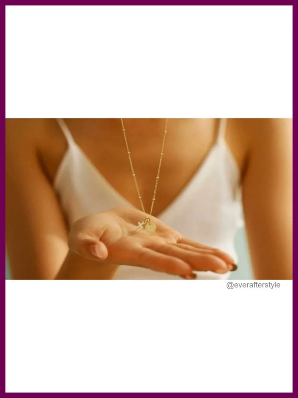14K Gold Plated Cross Initial Pendant Necklace with Adjustable Chain